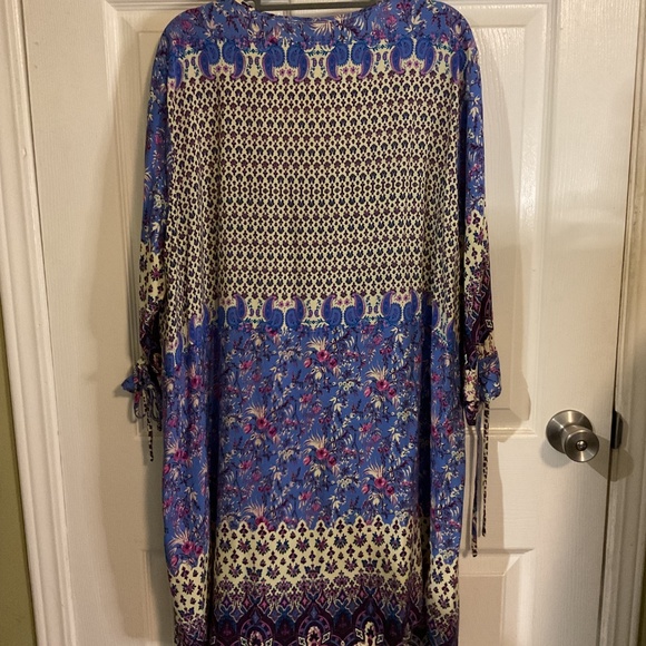 Umgee Long-Sleeve Blue Floral Peasant Tunic Dress - Picture 6 of 6